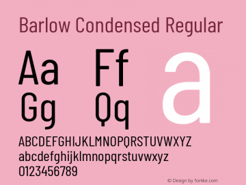 Barlow Condensed Regular Version 1.403 Font Sample