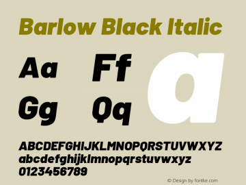 Barlow Black Italic Version 1.403 Font Sample