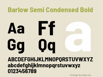 Barlow Semi Condensed Bold Version 1.403 Font Sample