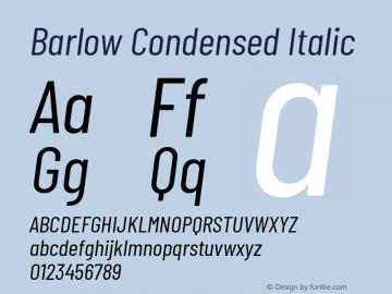 Barlow Condensed Italic Version 1.403 Font Sample