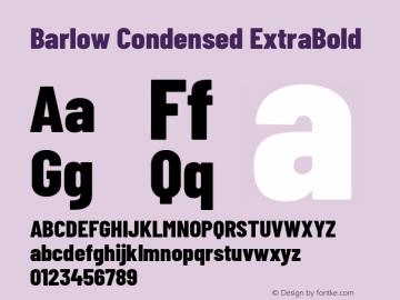 Barlow Condensed ExtraBold Version 1.403 Font Sample