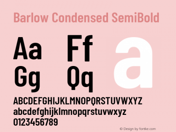 Barlow Condensed SemiBold Version 1.403 Font Sample