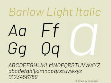 Barlow Light Italic Version 1.403 Font Sample