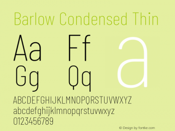 Barlow Condensed Thin Version 1.403 Font Sample