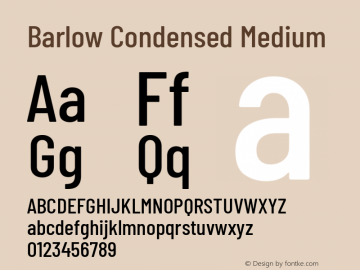 Barlow Condensed Medium Version 1.403 Font Sample