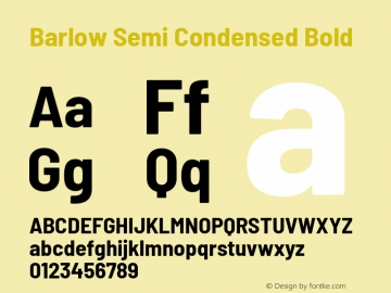 Barlow Semi Condensed Bold Version 1.403 Font Sample