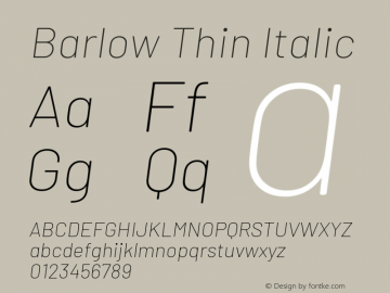 Barlow Thin Italic Version 1.403图片样张