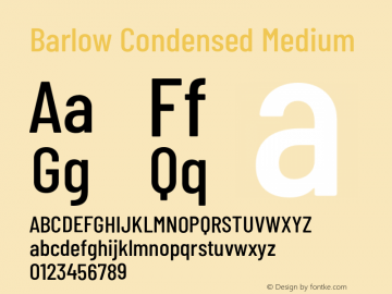 Barlow Condensed Medium Version 1.403;PS 001.403;hotconv 1.0.88;makeotf.lib2.5.64775 Font Sample