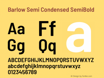 Barlow Semi Condensed SemiBold Version 1.403;PS 001.403;hotconv 1.0.88;makeotf.lib2.5.64775 Font Sample