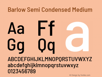 Barlow Semi Condensed Medium Version 1.403 Font Sample