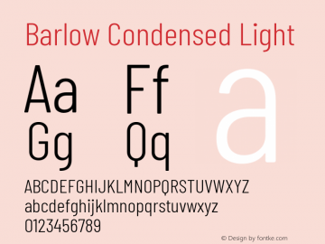 Barlow Condensed Light Version 1.403 Font Sample