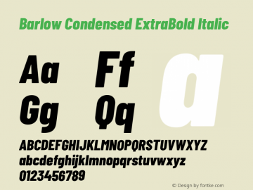 Barlow Condensed ExtraBold Italic Version 1.403;PS 001.403;hotconv 1.0.88;makeotf.lib2.5.64775 Font Sample