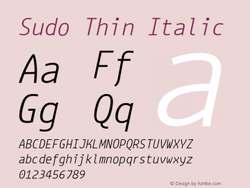 Sudo Thin Italic Version 0.034 Font Sample