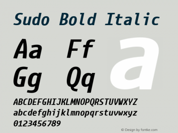 Sudo Bold Italic Version 0.034 Font Sample