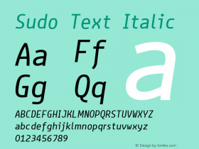 Sudo Text Regular Italic Version 0.034 Font Sample