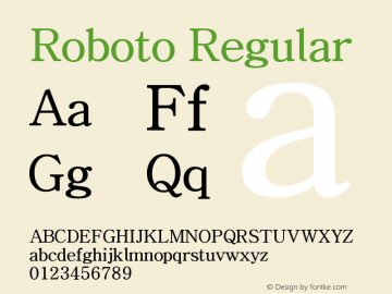 Roboto-Regular Version 1.200310; 2013 Font Sample