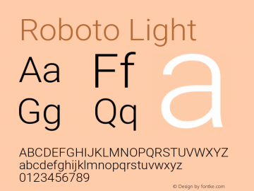 Roboto Light Version 2.136; 2017 Font Sample