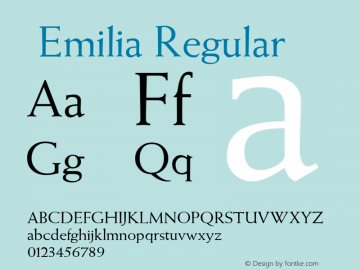 ☞Emilia Regular Version 1.0;com.myfonts.easy.rmu.emilia.regular.wfkit2.version.4AnC Font Sample