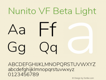 Nunito VF Beta Light Version 3.001 Font Sample