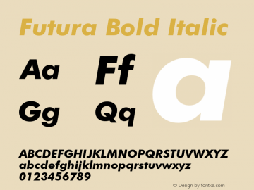 Futura Bold Italic 2.0-1.0 Font Sample
