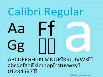 Calibri Version 6.20 Font Sample