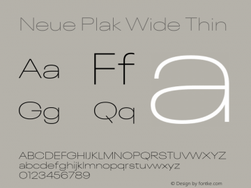 Neue Plak Wide Thin Version 1.00, build 9, s3 Font Sample
