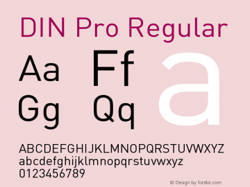 DIN Pro Version 7.504; 2005; Build 1021 Font Sample