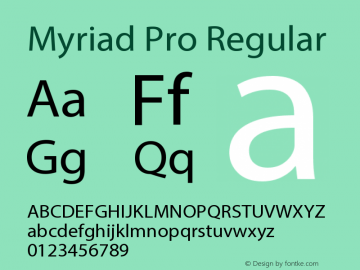 MyriadPro-Regular Version 2.106;PS 2.000;hotconv 1.0.70;makeotf.lib2.5.58329 Font Sample
