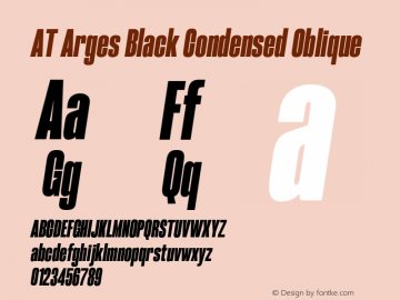 AT Arges Black Condensed Oblique Version 1.000;PS 001.000;hotconv 1.0.88;makeotf.lib2.5.64775 Font Sample