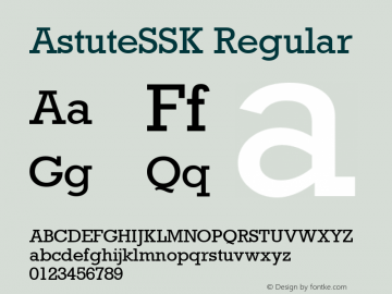 AstuteSSK Regular Macromedia Fontographer 4.1 7/25/95 Font Sample