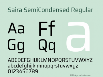 Saira SemiCondensed Regular Version 0.072 Font Sample