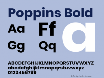 Poppins Bold Version 3.010;PS 1.000;hotconv 16.6.54;makeotf.lib2.5.65590 Font Sample
