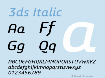 3ds-Italic Version 1.000; ttfautohint (v1.5) -l 8 -r 50 -G 0 -x 0 -D latn -f none -m 