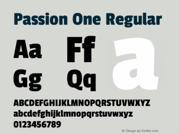 Passion One Regular Version 1.002 Font Sample