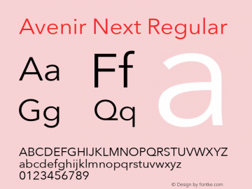 Avenir Next Regular 13.0d1e10 Font Sample