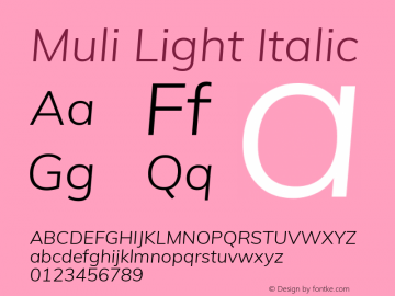 Muli Light Italic Version 2.000图片样张