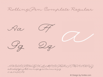 RollingPenComplete Version 1.000; ttfautohint (v1.5.65-e2d9) Font Sample