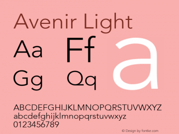 Avenir Light 13.0d3e1 Font Sample