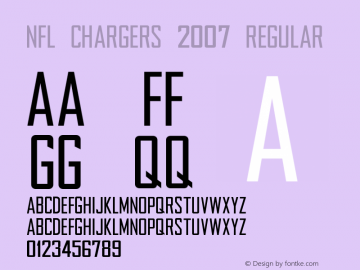NFL Chargers 2007 Regular Macromedia Fontographer 4.1 3/17/2007 Font Sample