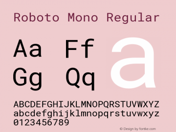 Roboto Mono Version 2.000986; 2015; ttfautohint (v1.3)图片样张