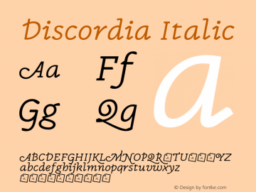 Discordia Italic Italic Version 0.001;PS 0.1;hotconv 1.0.88;makeotf.lib2.5.647800图片样张