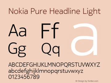 Nokia Pure Headline Light Version 1.170 Font Sample