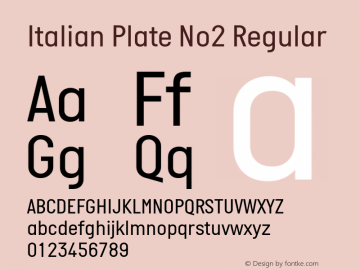 Italian Plate No2 Version 2.101 Font Sample