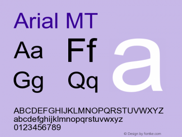 ArialMT Version 1.0 Font Sample