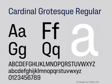 Cardinal Grotesque Regular Version 1.000;PS 001.000;hotconv 1.0.88;makeotf.lib2.5.64775 Font Sample