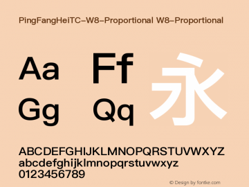 PingFangHeiTC-W8-Proportional Version 1.0 Font Sample