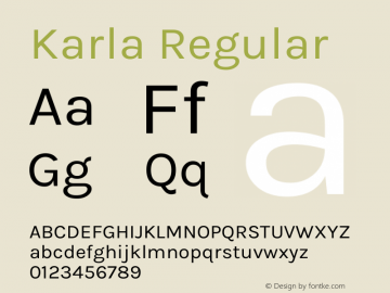 Karla Version 1.000 Font Sample