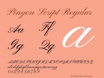 Pinyon Script Version 1.005 Font Sample