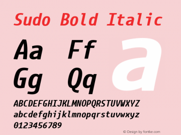 Sudo Bold Italic Version 0.034 Font Sample