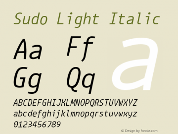 Sudo Light Italic Version 0.034 Font Sample